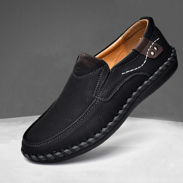 New Fashion Mens Slip On Leather Loafers Lightweight Casual British ...