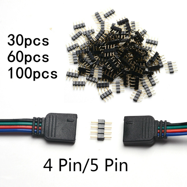 daytime Let at læse oversøisk 30pcs/60pcs/100pcs 4 Pin 5 Pin RGB Needle Connector Adapter Male Type  Double 4 Pin/5 Pin DIY Small Part for 3528 5050 LED RGB Strip Lights Insert  | Wish