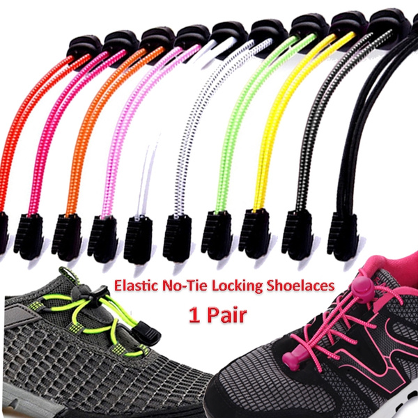 1Pair Elastic No-Tie Locking Shoe Laces Shoelaces With Buckles For Sport Shoes 