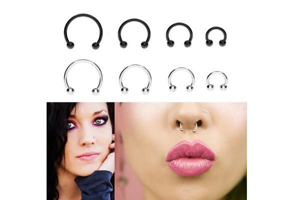 10x Body Piercing Jewelry Horseshoe Septum Piercing Nose Lip Ring Ear Smiley Bar 