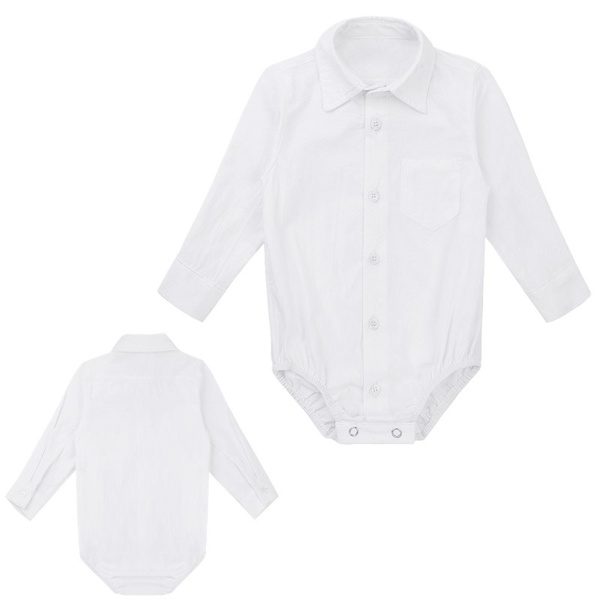 Baby Boys Formal Dress Shirts Gentleman Romper Bodysuit Wedding Party Outfits 