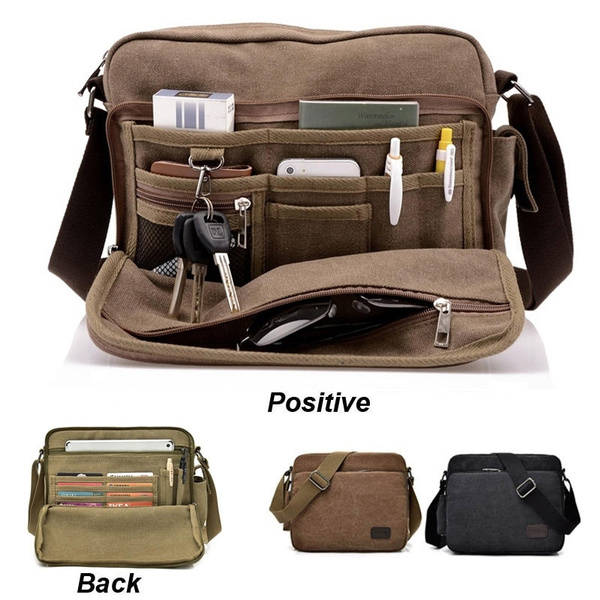 Multi-pockets 2019 New Canvas Pocket Shoulder Bag Casual Travel Men's  Crossbody Bag Messenger Bags