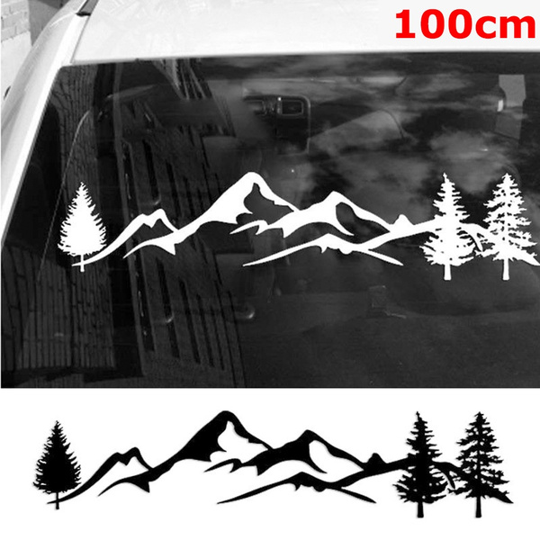 50cm Tree Mountain DIY Car Decor Sticker Decal SUV RV Camper Offroad Black/White 