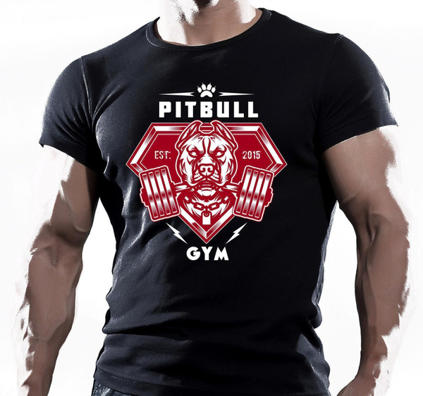 PITBULL GYM TRAINING BODYBUILDING MOTIVATION T-Shirt MMA WORKOUT CLOTHING TOP