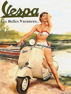 Wall Art, Home Decor, Vintage, Scooter