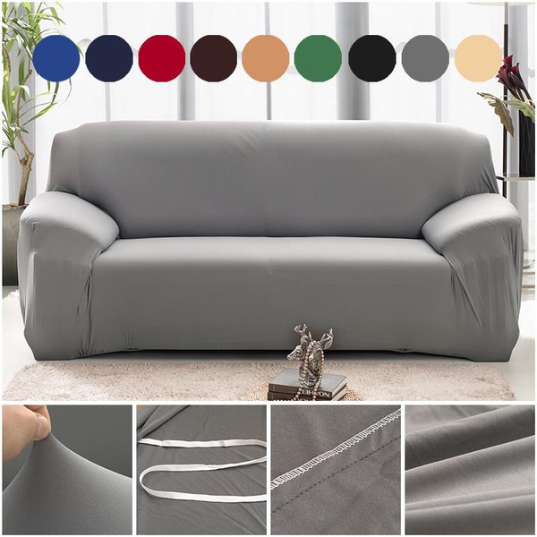 2 PCS Covers For L Shape Sofa Universal Stretch Fabric Solid Color