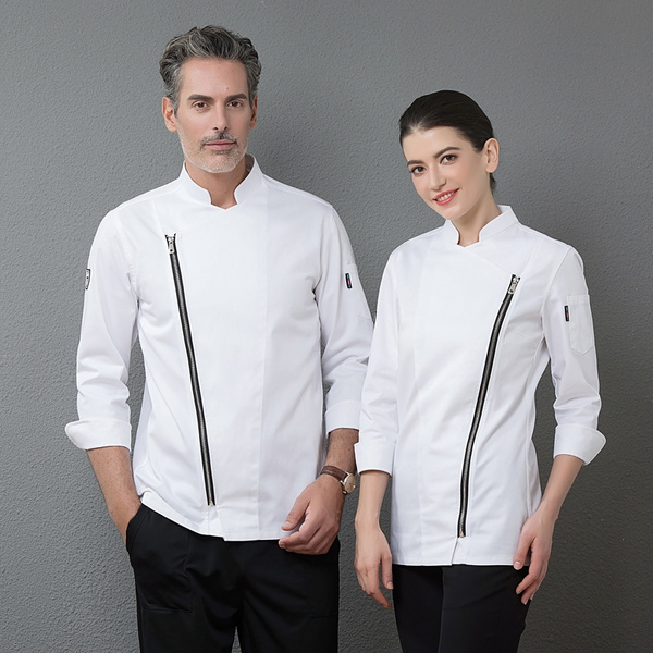 DAM Uniforms Mens Long Sleeves with Details Modern Chef Coat 
