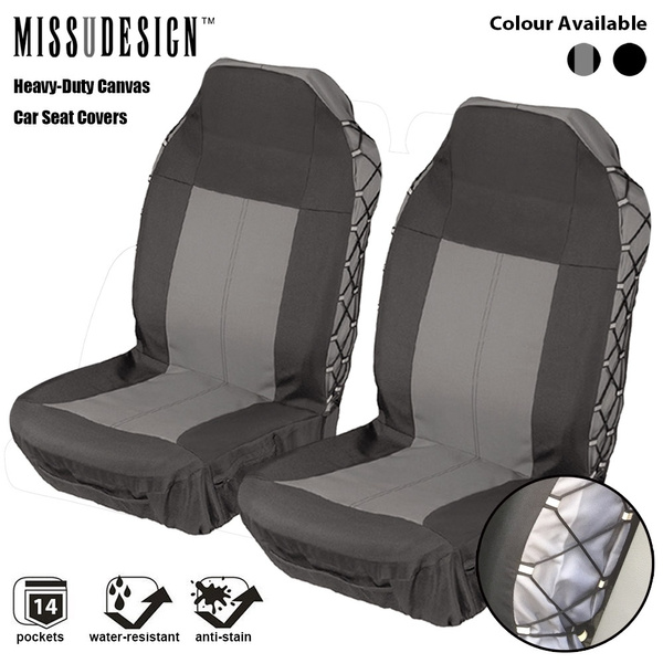 Heavy Duty Canvas Water Resistant Multi Utility Pockets O3x2f 2 Front Seats Car Seat Cover Ideal For 4x4 Suv And Most Of Cars Wish - Heavy Duty Seat Covers For Suv