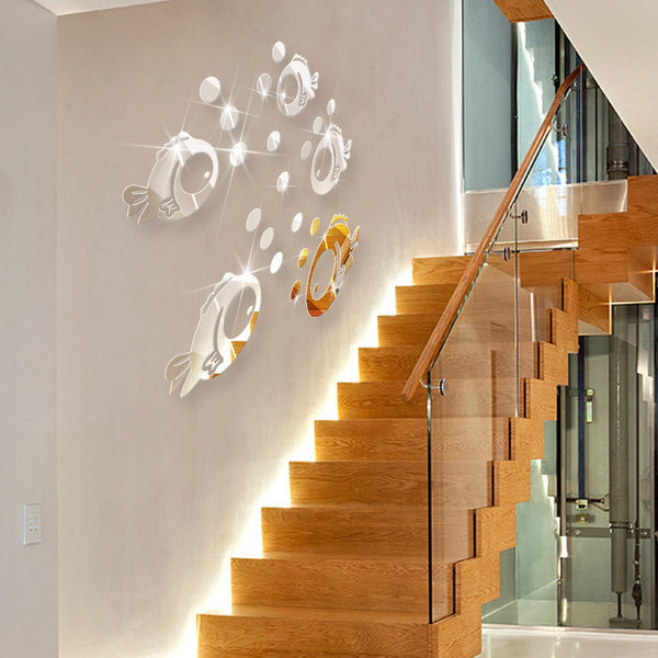 Bubble Fish Bathroom Mirror Acrylic Decorative Stickers Wall Art ...