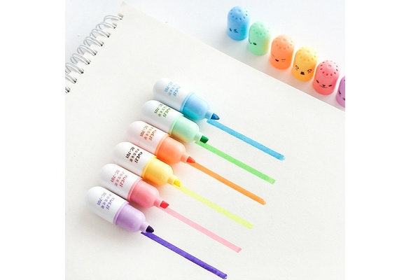 LUNCK Stationery Students Office Supplies Writing Supplies Kawaii Fruit Highlighter Set Marker Pen Oblique Head green