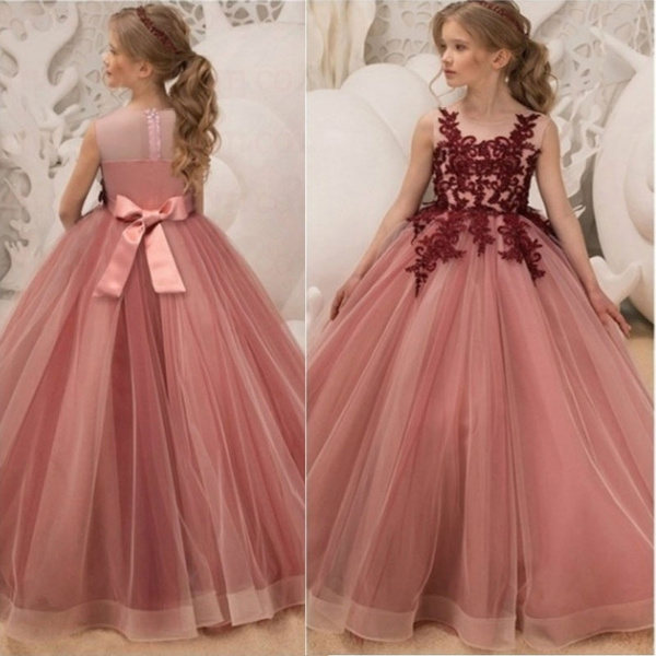 princess lilac long girls pageant dresses kids prom puffy tulle ball gown