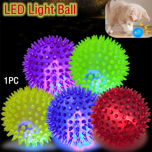 Pet Dog Puppy LED Light Up Flashing Play Toy Chasing Bounce Rubber Spiky Ball | Wish
