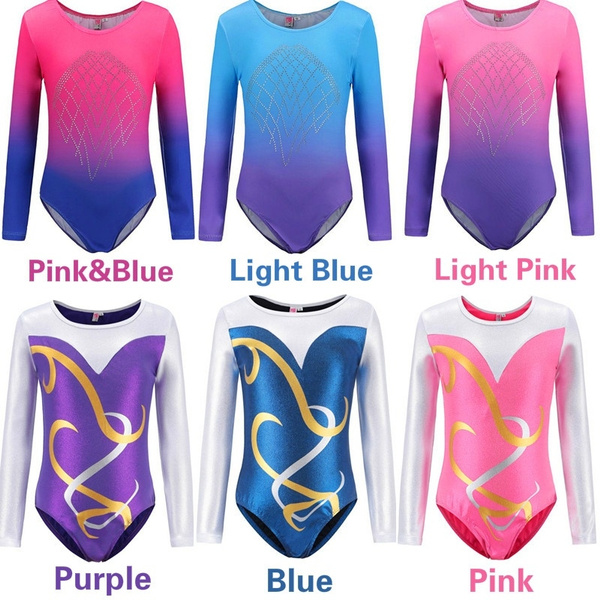 Kids Girls One Piece Ballet Leotards Gymnastics Training Bodysuits ...