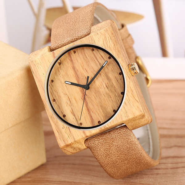 Square wooden outlet watches