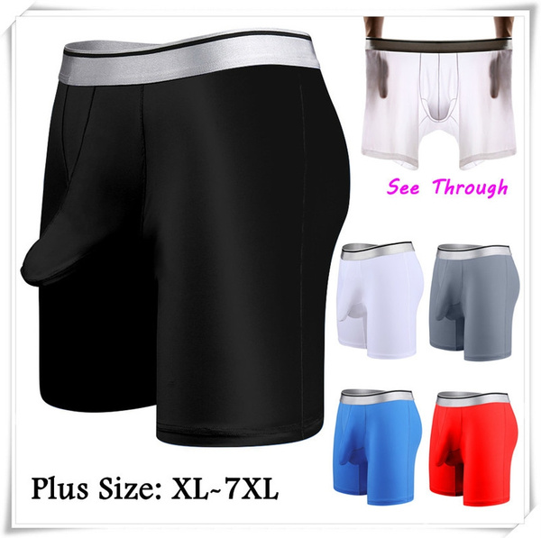 Plus Size XL-7XL Sexy Men Elephant Trunk Underwear Home Boxer Shorts Ice  Silk Breathable Sport Fitness Shorts