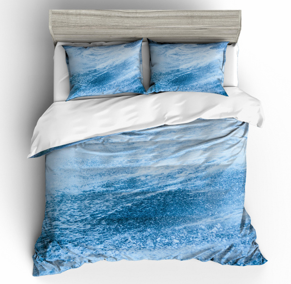 Sleepdown Photographic Animal Print Duvet Quilt Cover Unique Reverse Design Bedding Set With Pillowcase Dolphin Wave Single