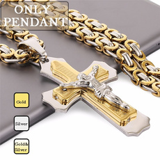 New European and American Fashion Men's Gold Cross Necklace Pendant Men's Faith Jewelry(No Necklace)