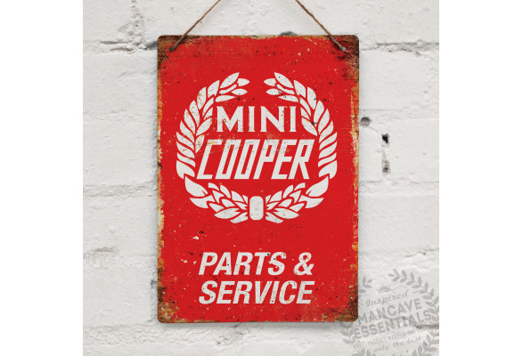 MINI COOPER PARTS Green Replica Vintage Metal Wall sign Retro Garage Shed Racing