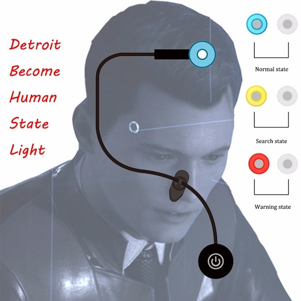 dybt rookie Cape Detroit Cosplay Connor RK800 Become Human Temple Head LED Light Cosplay  Prop Halloween | Wish