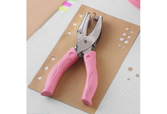 Hole Paper Punch Puncher with Pink Grip Small Hole Heart Large Circle Craft  New