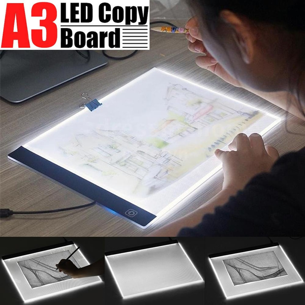 JIANGNIUS WritingBoard A4 Size 5W 5V LED Three Level of Brightness Dimmable Acrylic Copy Boards for Anime Sketch Drawing Sketchpad with USB Cable /& Plug Size:240x360x5mm