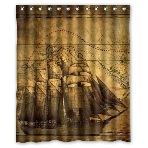 Vintage Design New Style Nautical, Sailing Ship Shower Curtain