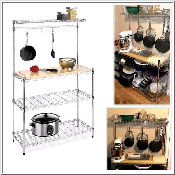 4-Tier Baker&s Rack Stand Shelves Kitchen Storage Rack Organizer