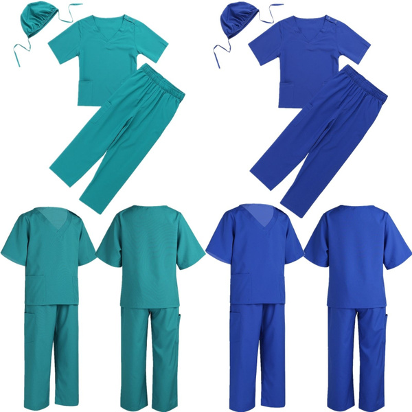 Medical Scrubs Child Costume Boy Girl ER Doctor Dr Surgeon Green Pink Blue  Kleidung & Accessoires LA1987693