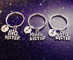 Sisters Keychain SMALL Little Sister Keychain Big Sister Keychain Middle Sister Charm Keychain Sister Pendant Sisters Gift Keychain Set
