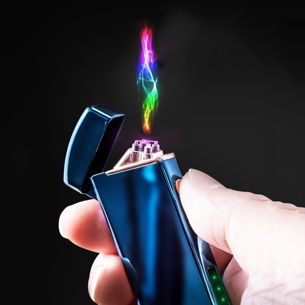 Dual Arc Lighter USB Metal Rechargeable Windproof Flameless Electric Lighters