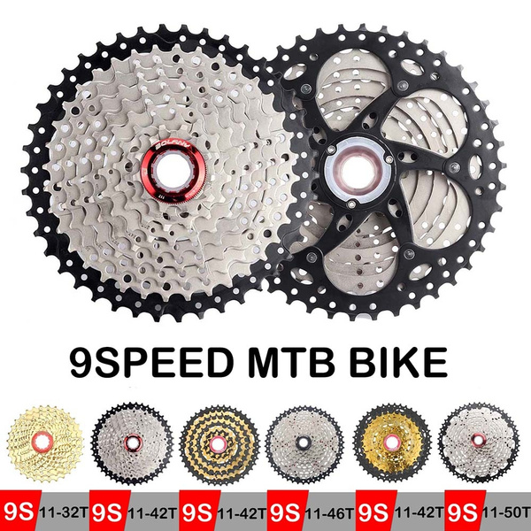 MTB Road Bike Cassette 9 Speed Freewheel 11-32T Wide Ratio Gold Bicycle Sprocket Flywheel For Shimano Sram