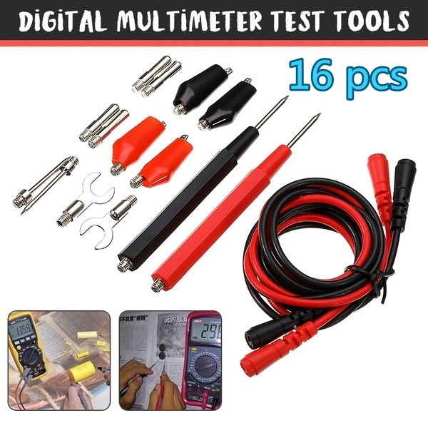 16pcs Universal Multimeter Cable Multifunction Digital Test Lead Probe Kit Set 