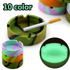 10 color High Quality Portable Silicone Rubber Ashtray Soft Round Camouflage Luminous Fluorescent Ashtray