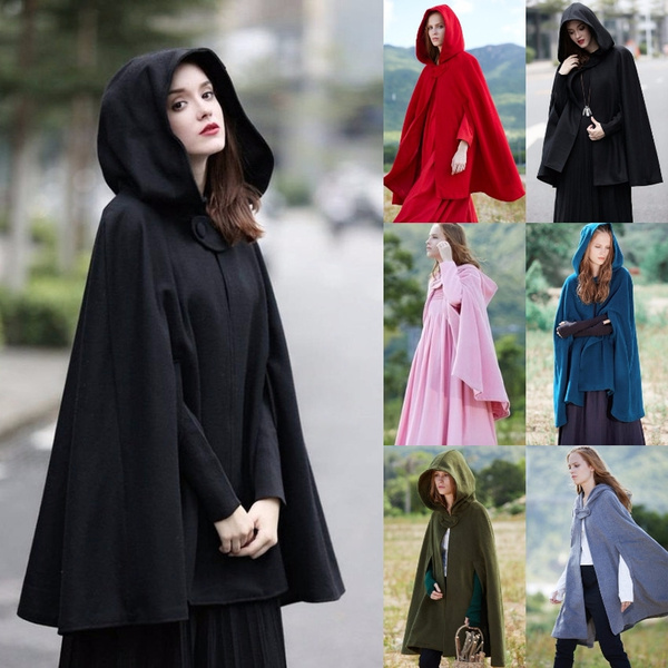 6 Colors Women Fashion Batwing Sleeve Wool Coat Solid Color Short Cloak ...
