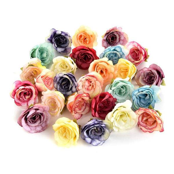 10Pcs Various Artificial Silk Fake Rose Flower Heads Bulk Wedding Party Decor 
