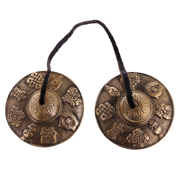 Tibetan Tingsha Cymbals ~2.75 Inches- "Om Mane Padme Hum Symbols Embossedhand Tuned Meditation Tibetan Bel