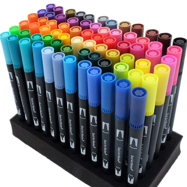 12 60 Pack Color Fine Point Brush Marker Pens [Bullet Journal] Dual Tip  ArtWerk Colored Brush Pen 0.4 Fineliner Fine Point Markers Set - Dual Tips  Art Supplies with Brush Tip 