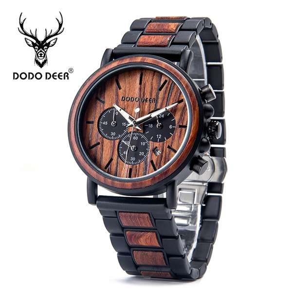 DODO DEER Fashion Wood Watch Calendar Multi-function Quartz Watch Wood ...