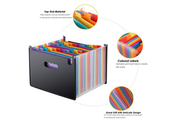 24 Pockets Hot Pressing Forming Document Organizer Cloth Edge Wrap File Guides 