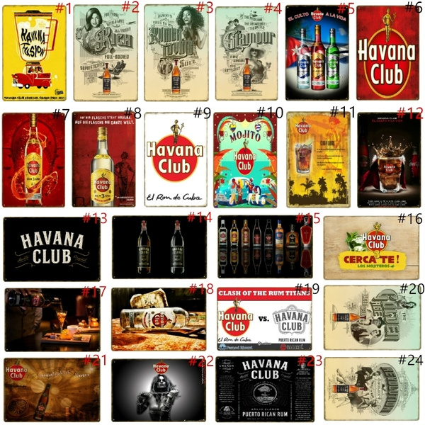 Havana Club Bière Affiche en Métal en Métal Signes Muraux Art Peinture Plaque pour Bar Pub Café Décor À La Maison Vintage Rétro Plaque De Fer YN188-YB0144B 20x30cm 