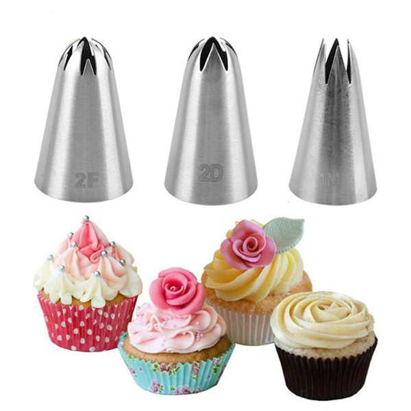3pcs Pastry Tips Icing Piping Nozzles Ice Cream Tool Baking Mold Cake Decorating
