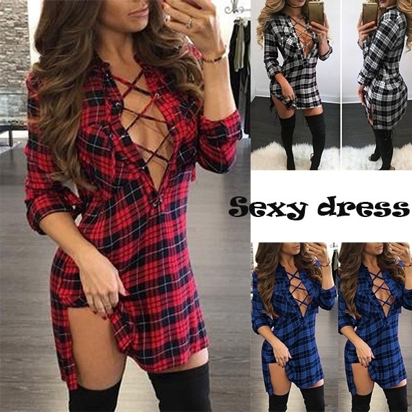 Sexy 2025 plaid dress