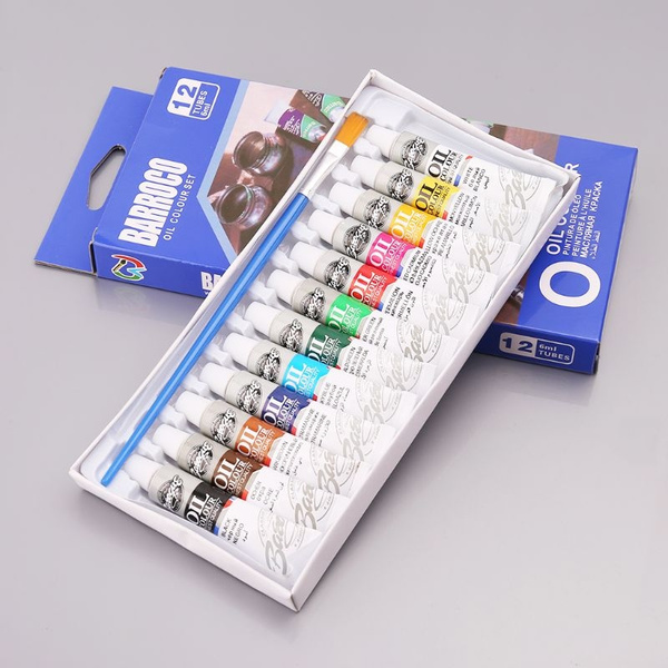 12 Colors Acrylic Paint Drawing Pigment Oil Painting 6ml Tube With Brush  Set Artist Supplies RZE