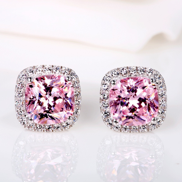 Pink store diamond studs