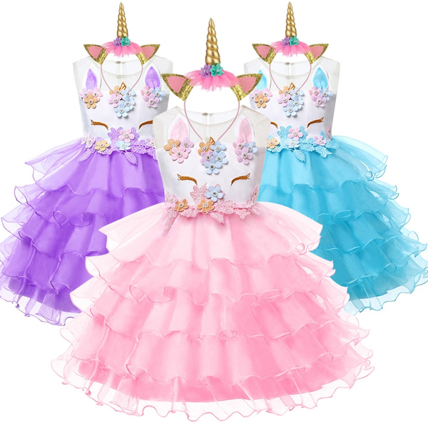 Little Kids' Unicorn Dress Set in Pink Multi | Postie