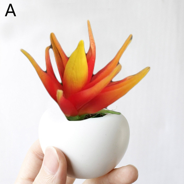 Artificial Potted Flower Magnets x3 Fridge Decoration Plants Décor Uk Seller 