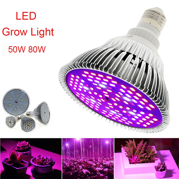 50W-80W E27 Full Spectrum LED Light Grow UV/IR Lamp For Flower Plant Veg Garden 