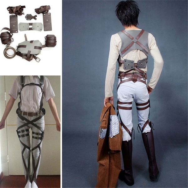 Brand New Cosplay Attack on Titan Shingeki No Kyojin Belts Adjustable Figure Harness Recon Brown