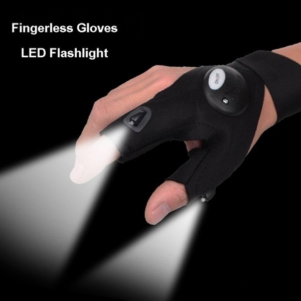 Finger Glove with LED Light Flashlight Tools Outdoor Gear Rescue Night Fishing