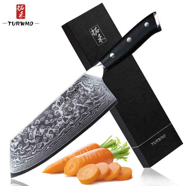 TURWHO Professional Cleaver Knife,7.5 inch 67 Layers Damascus Steel Kitchen  Knives Professional Butcher Knife G10 Handle Damascus Steel Blade Damascus
